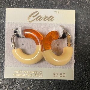 Cara 90s Orange and Cream Hoop Earrings
